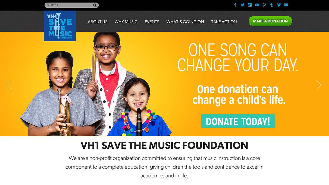 VH1 Save the Music FoundationのWebサイト画像01