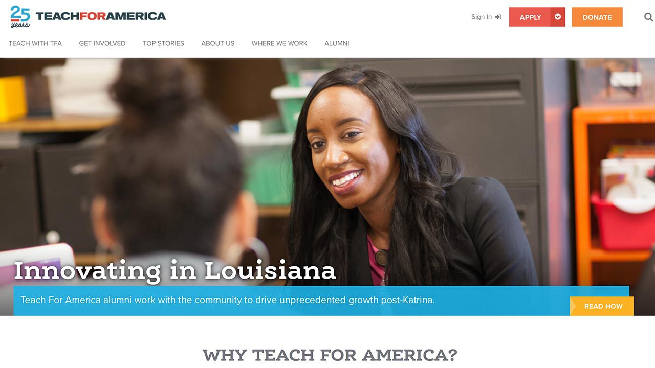 Teach for AmericaのWebサイト画像01