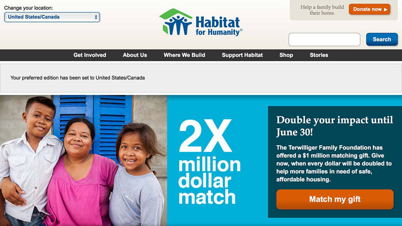 Habitat for HumanityのWebサイト画像01