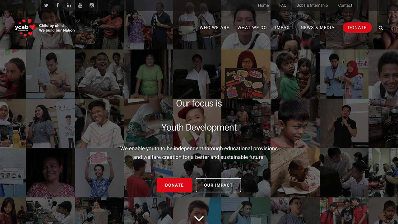 Yayasan Cinta Anak Bangsa Foundation （YCAB）のWebサイト画像01