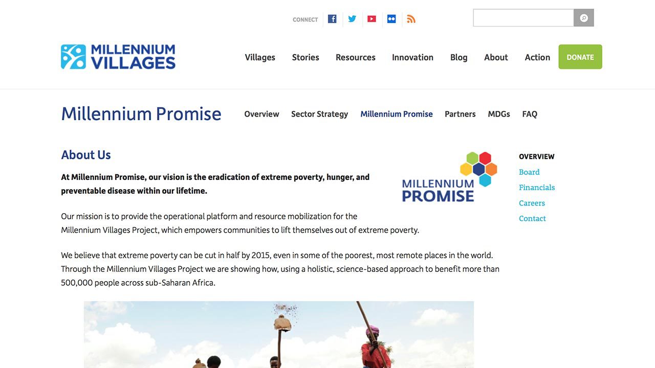 Millennium PromiseのWebサイト画像01