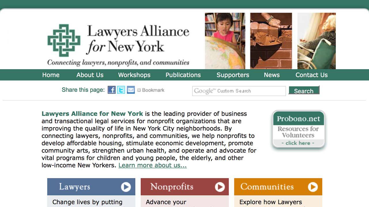 Lawyers Alliance for New YorkのWebサイト画像01